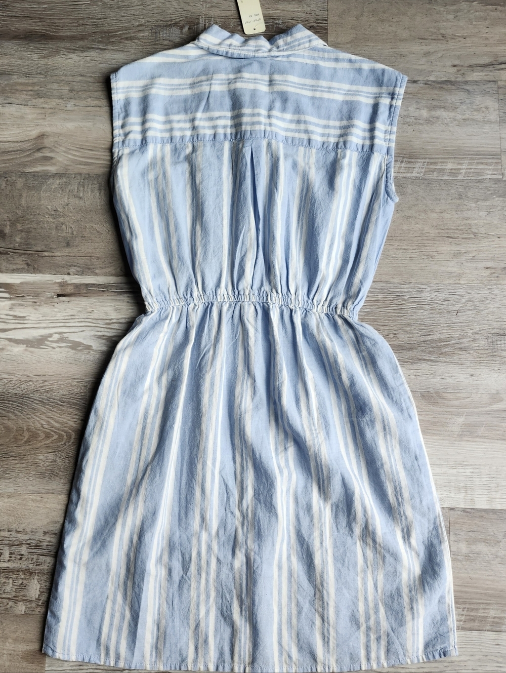 Japna Blue White Striped Shirt Dress XS Sleeveless Button Front Cotton NWT - Picture 4 of 5